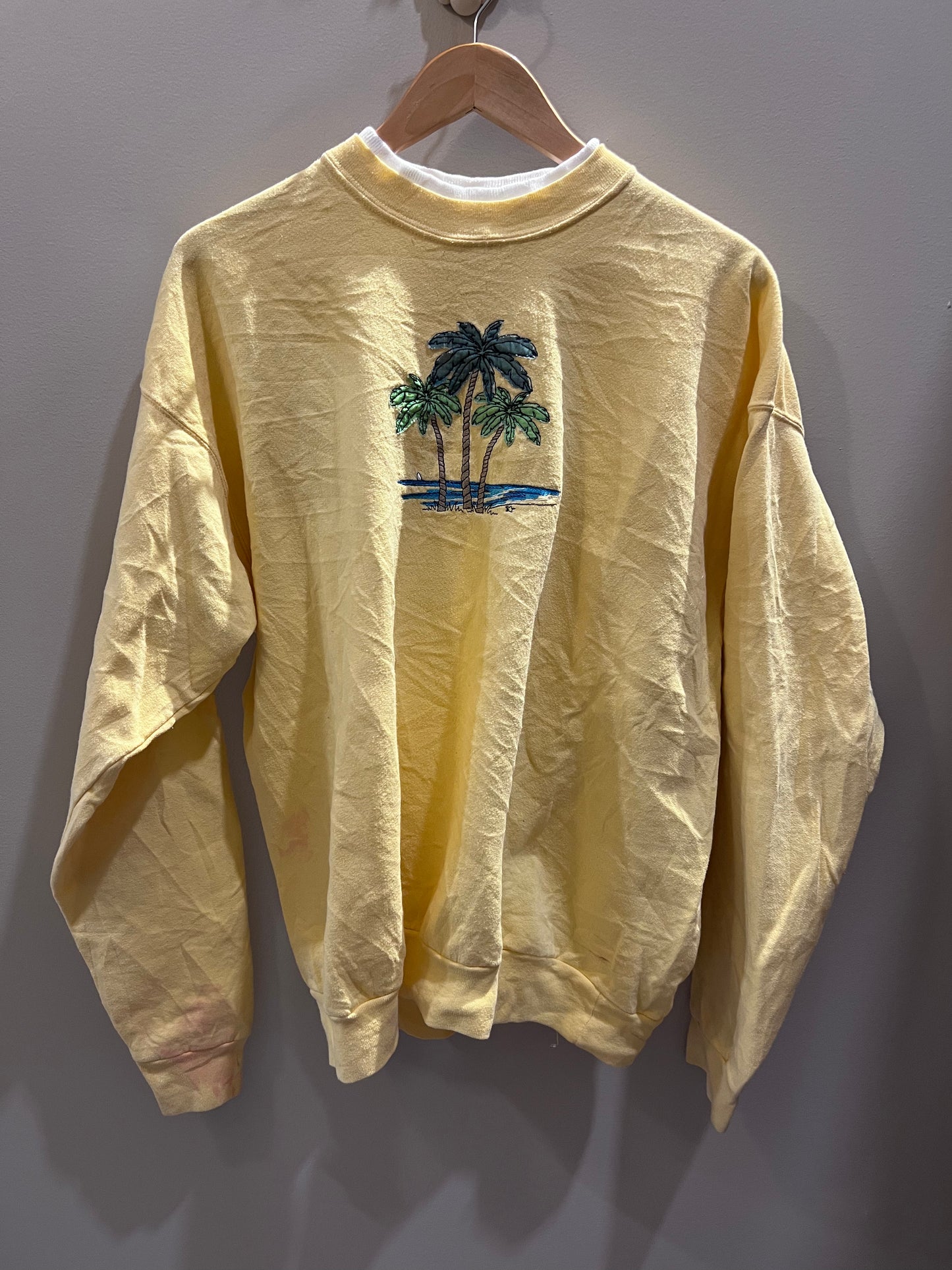 VTG Top Stitch Yellow Palm Tree Crewneck