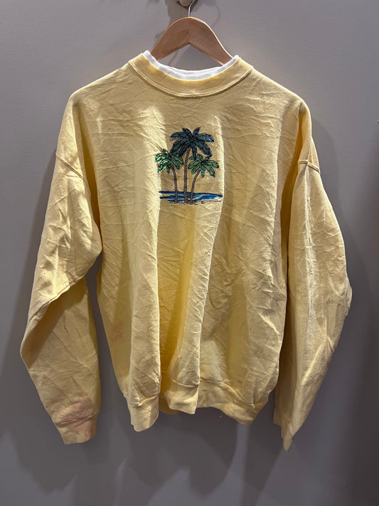 VTG Top Stitch Yellow Palm Tree Crewneck