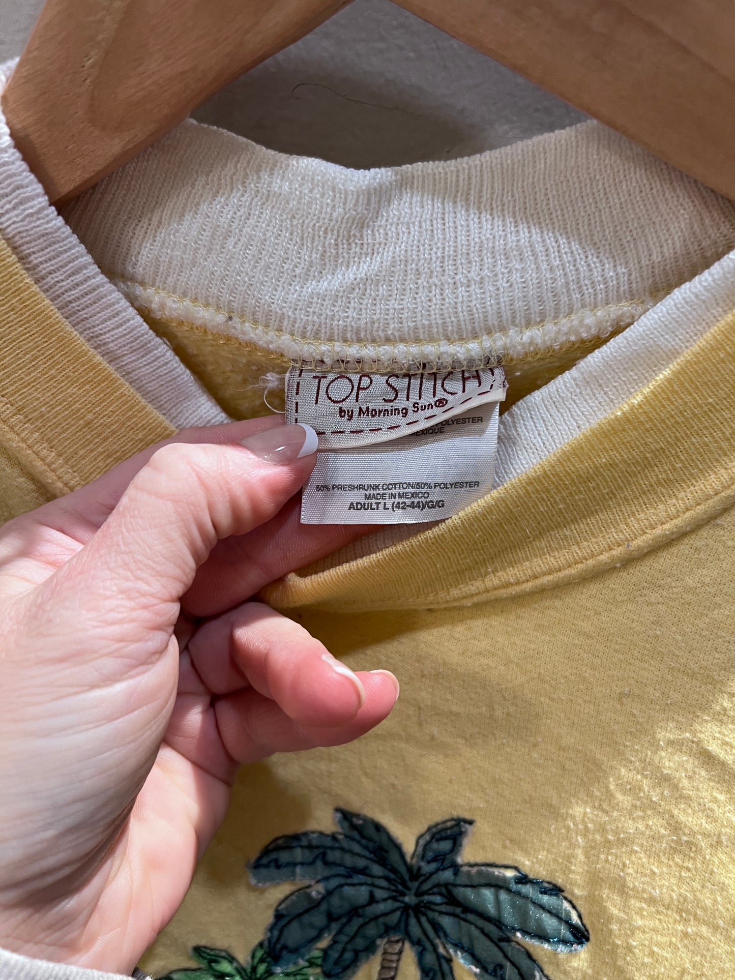 VTG Top Stitch Yellow Palm Tree Crewneck