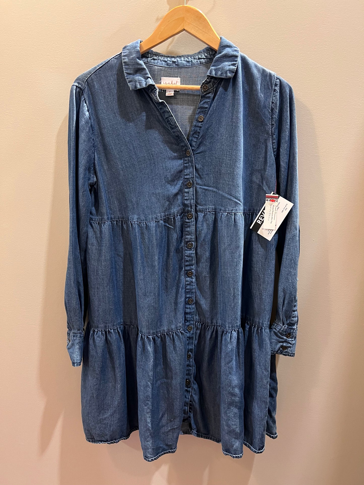 ISABEL Denim Long Sleeve Frilly Dress