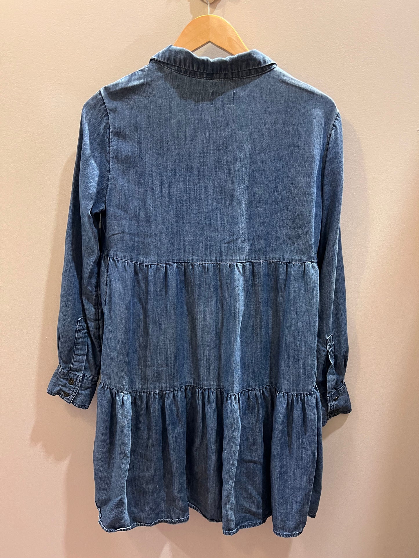 ISABEL Denim Long Sleeve Frilly Dress