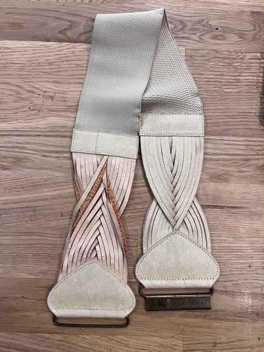 80's Beige Suede Twisty Stretchy Belt