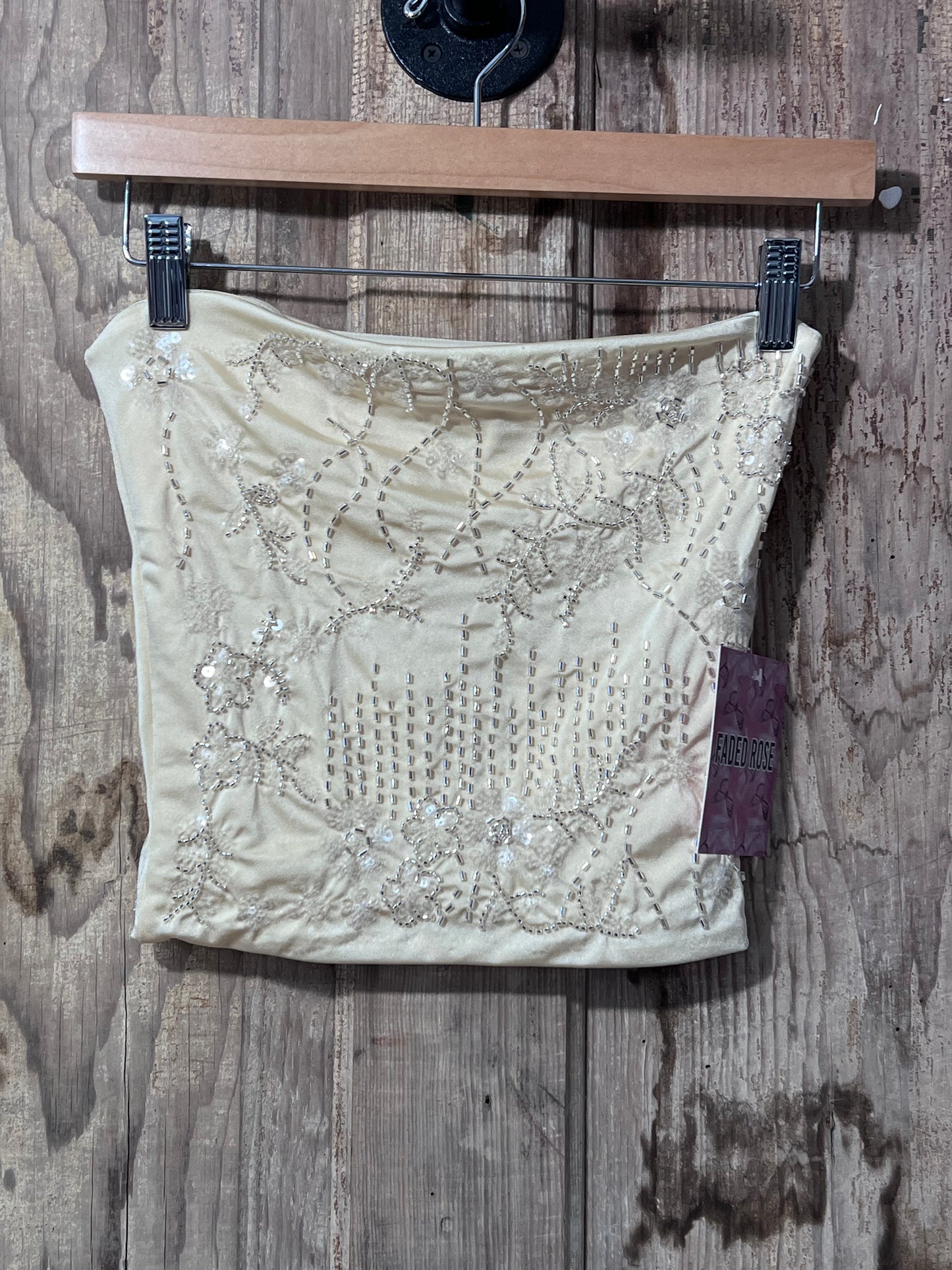 Faded Rose Pale Yellow Beaded Tube Top