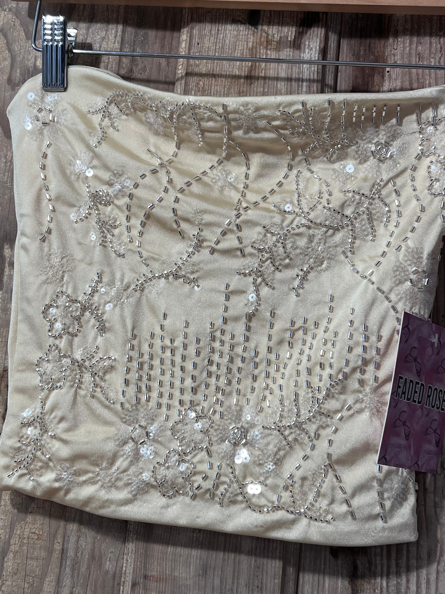 Faded Rose Pale Yellow Beaded Tube Top