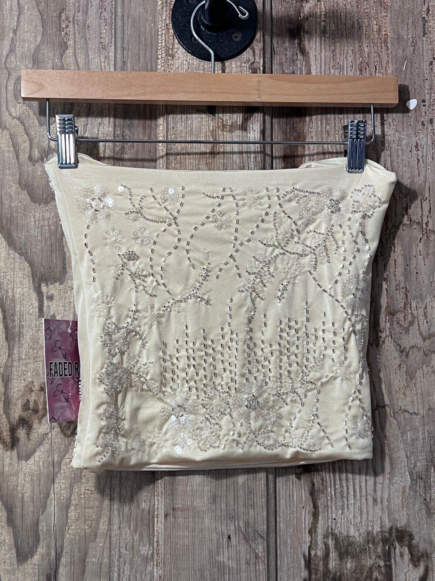 Faded Rose Pale Yellow Beaded Tube Top