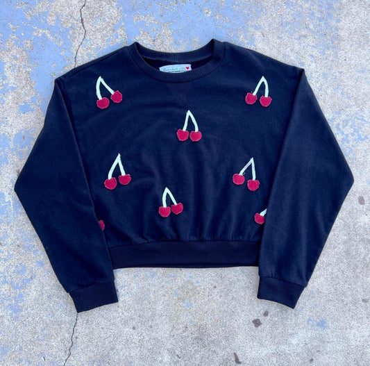 THRIFTDREVIVAL Cherry Cropped Crewneck