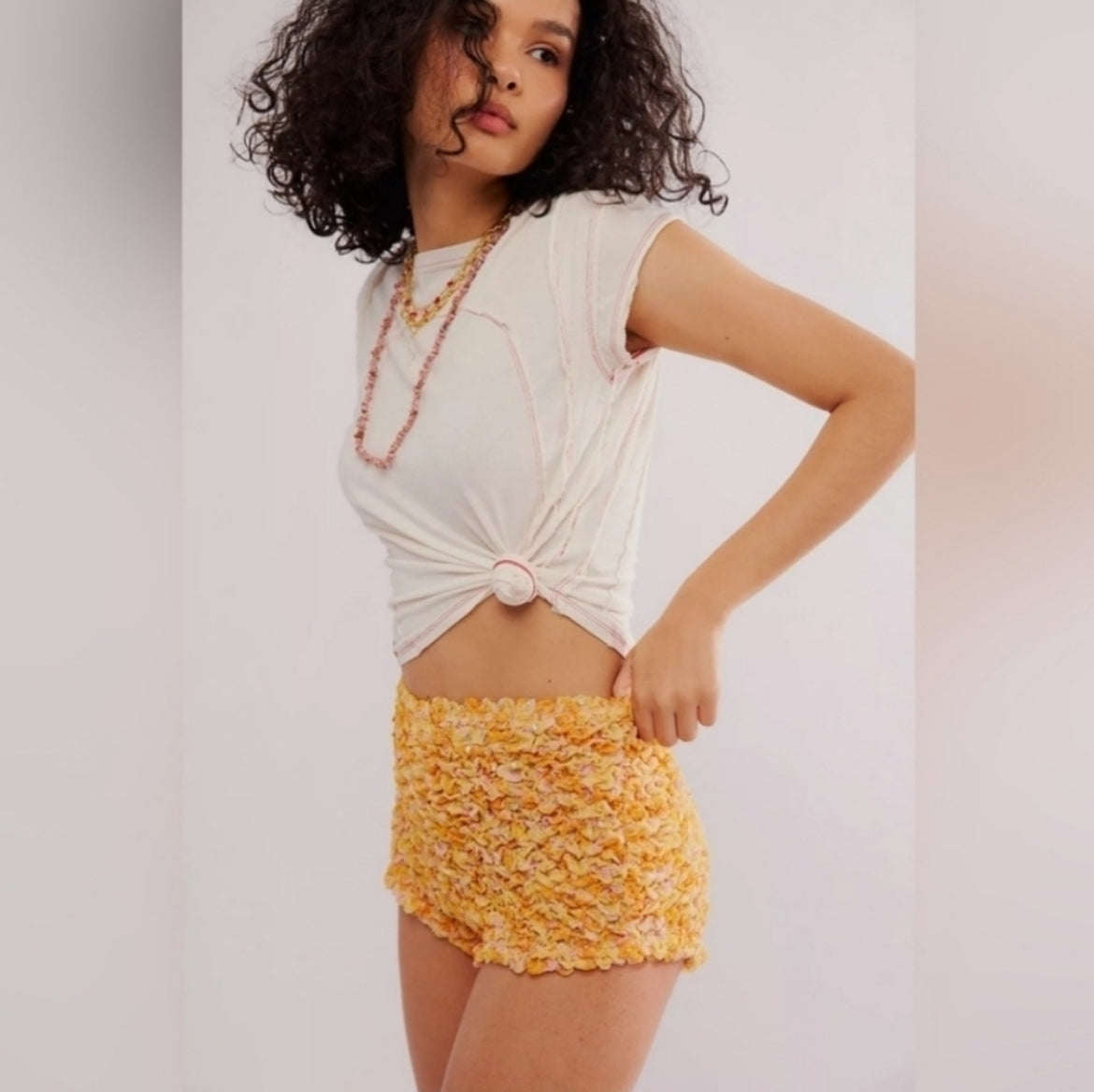 Free People Colorful Ruffle Bloomer Shorts