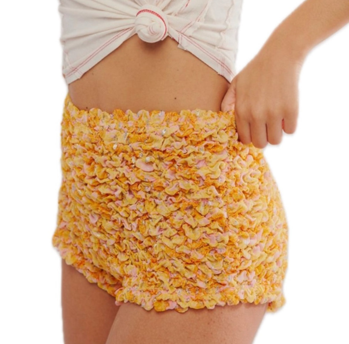 Free People Colorful Ruffle Bloomer Shorts