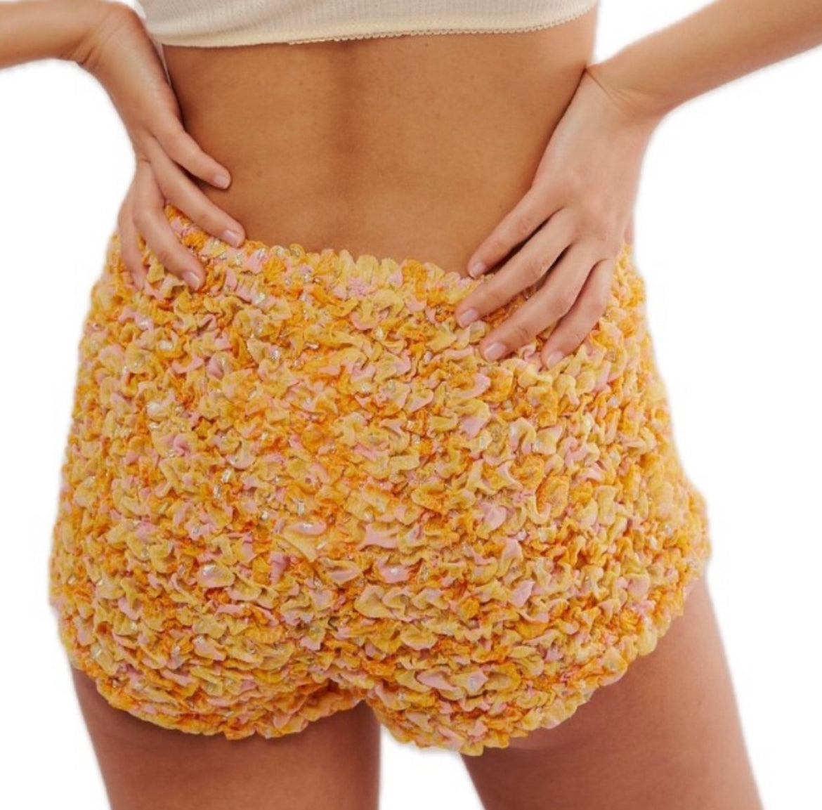 Free People Colorful Ruffle Bloomer Shorts