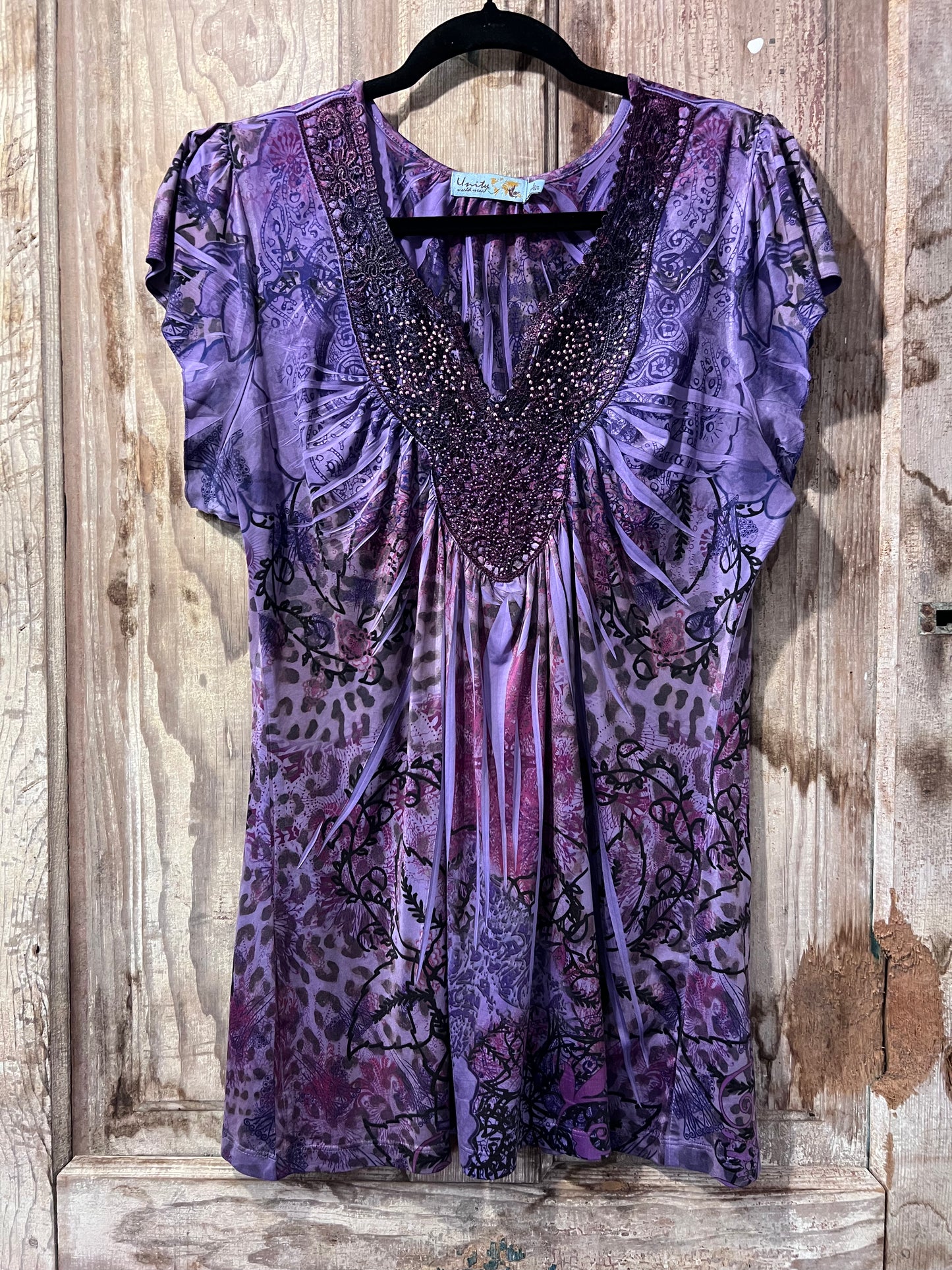 Y2K Unity World Wear Beaded Blouse