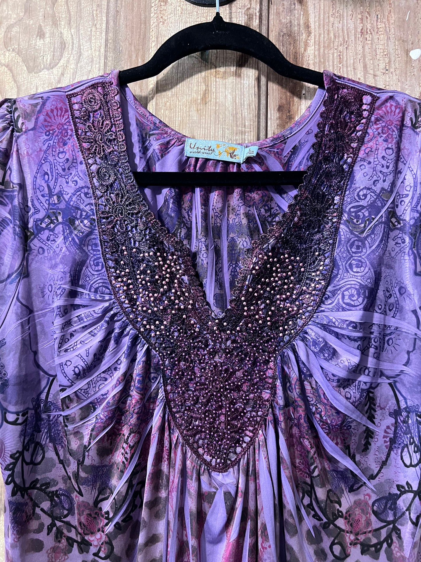 Y2K Unity World Wear Beaded Blouse