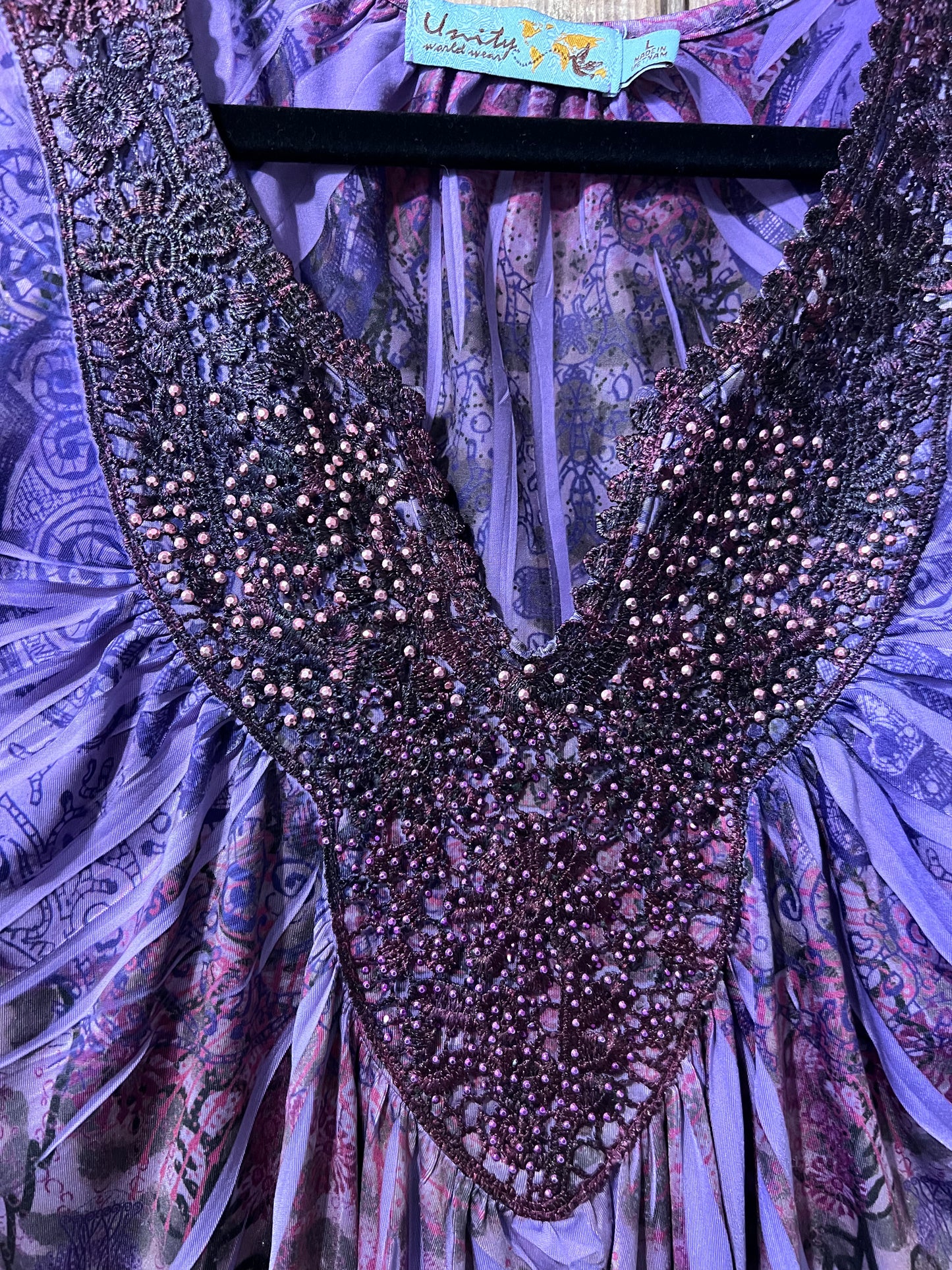 Y2K Unity World Wear Beaded Blouse