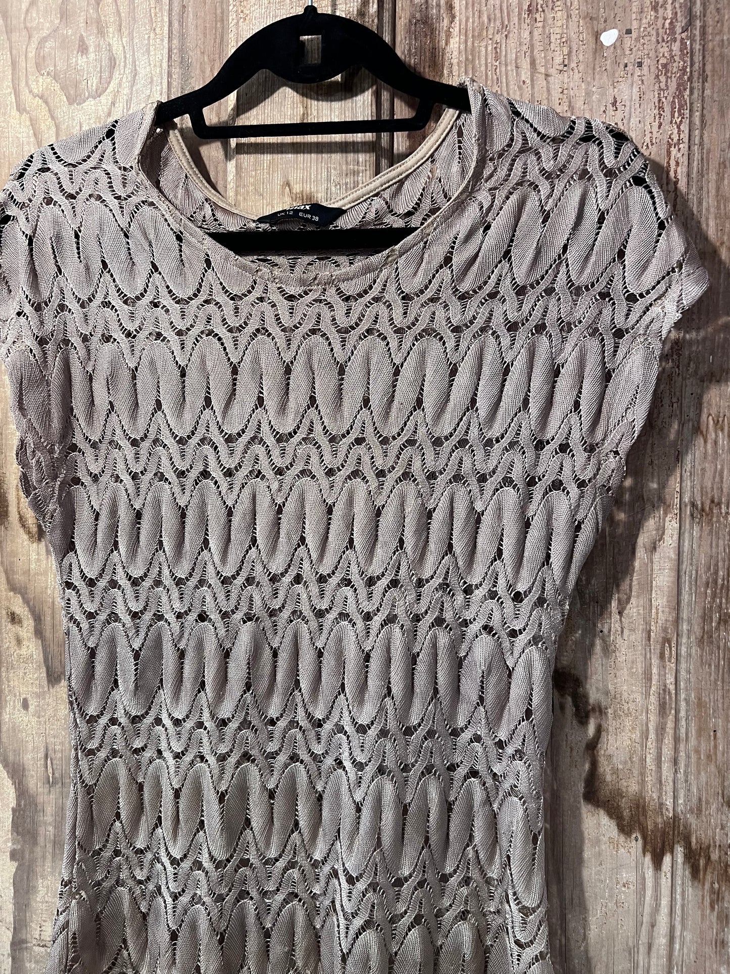 Y2K MAX Shimmery Crochet Short Sleeve Top
