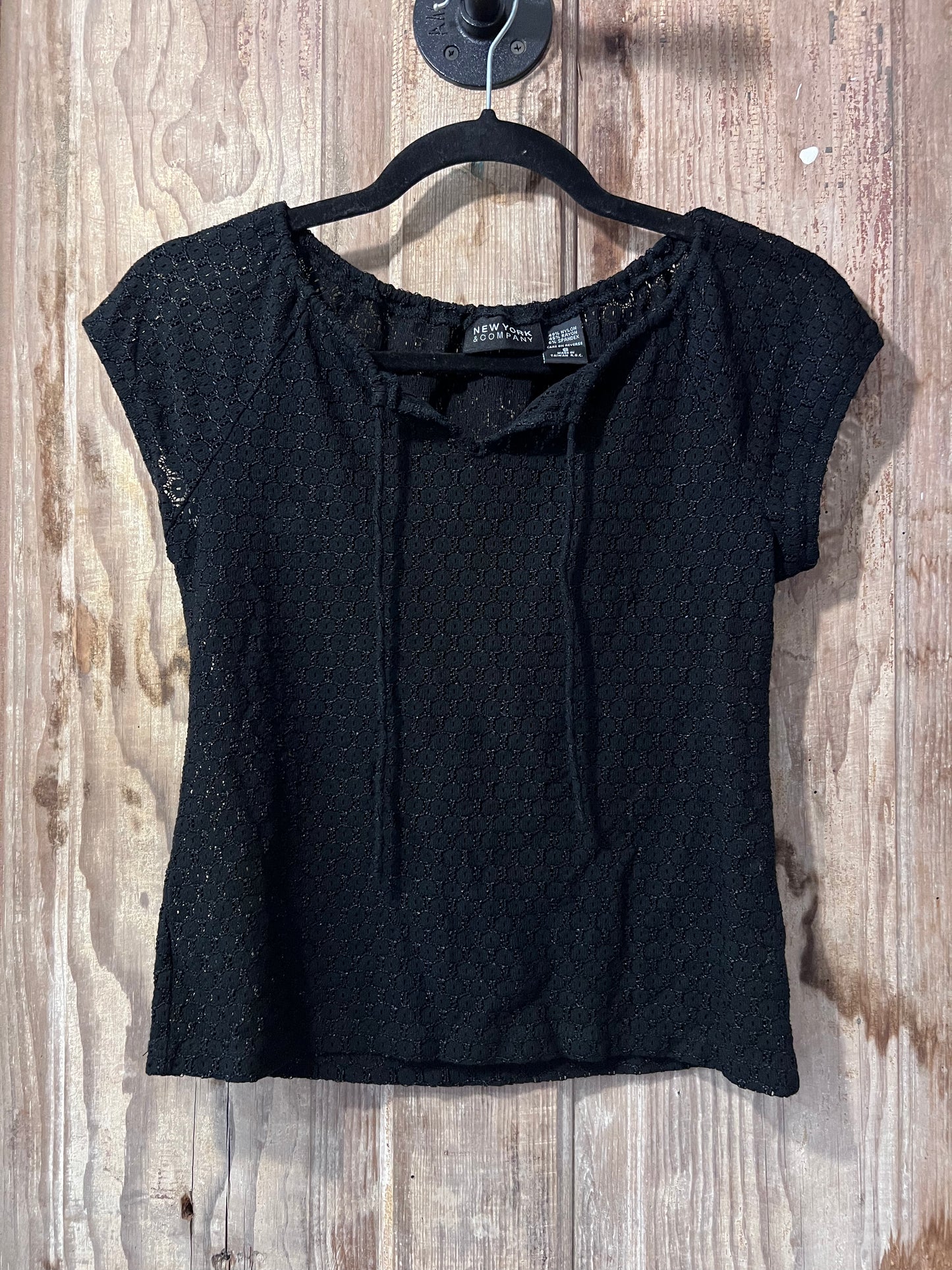 Y2K New York & Co Blk Tie Neck Top
