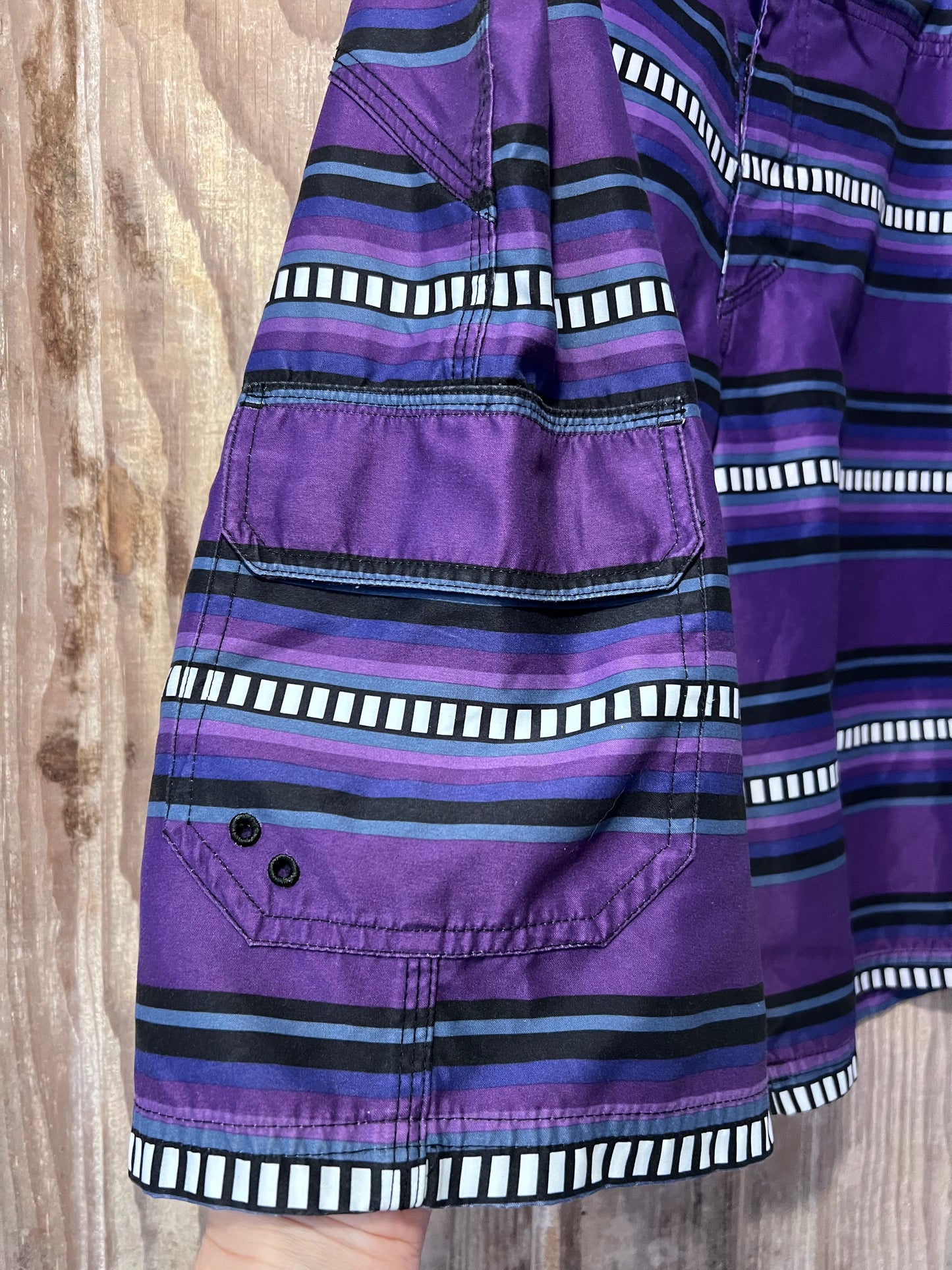 Y2K Nike Purple Striped Swim Trunks