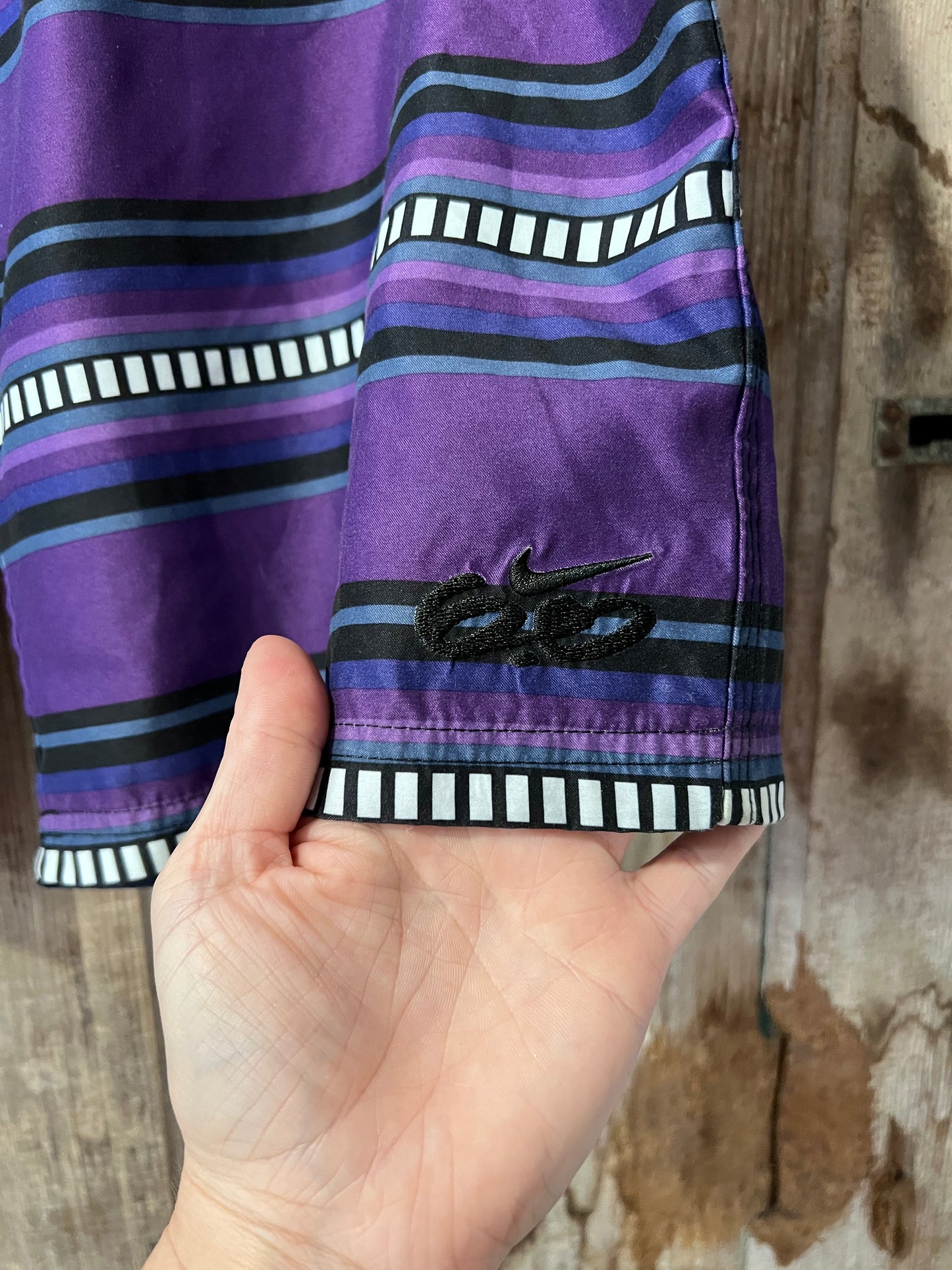 Y2K Nike Purple Striped Swim Trunks