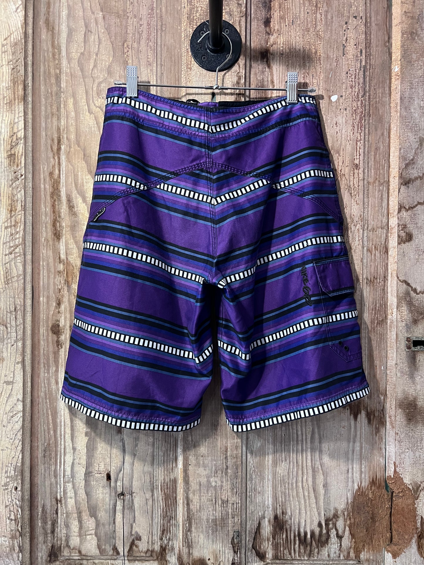 Y2K Nike Purple Striped Swim Trunks