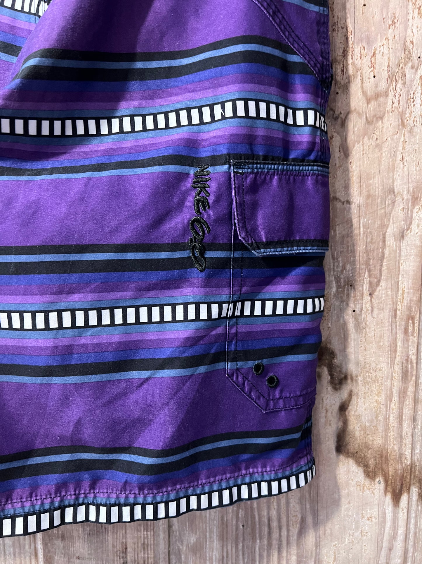 Y2K Nike Purple Striped Swim Trunks