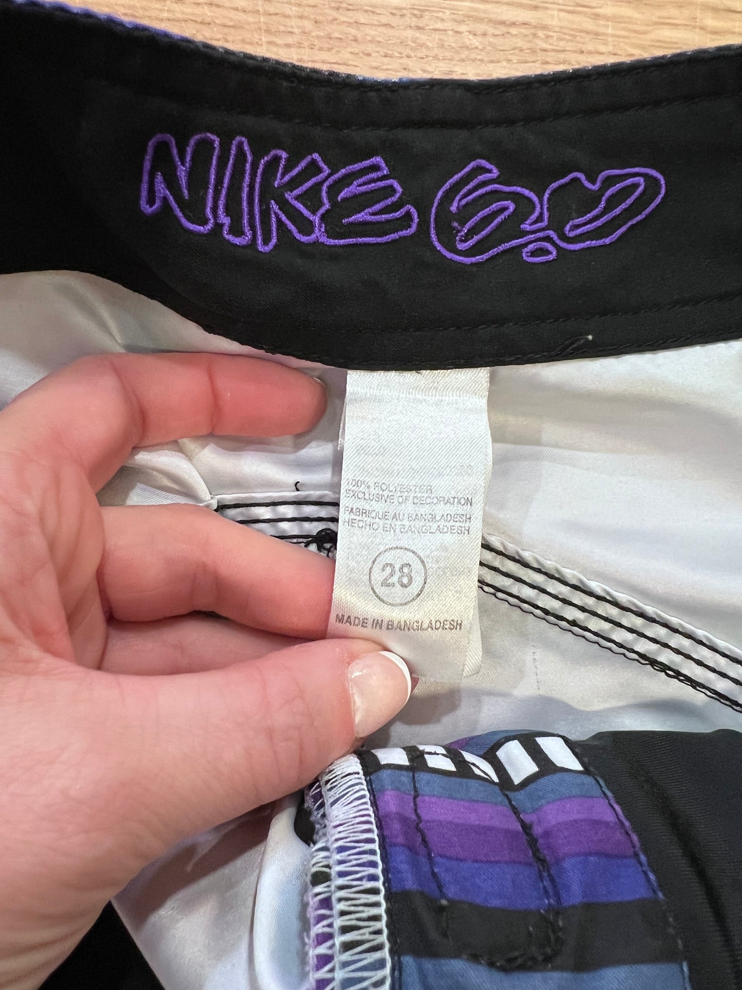 Y2K Nike Purple Striped Swim Trunks