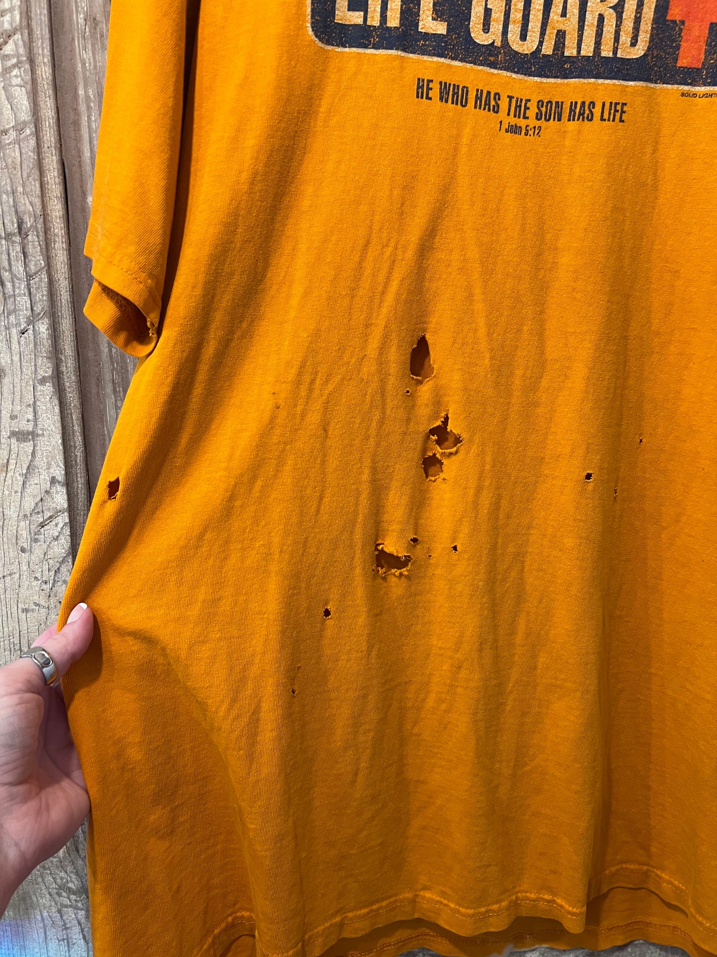 Y2K Distressed Lifeguard Jesus T-Shirt