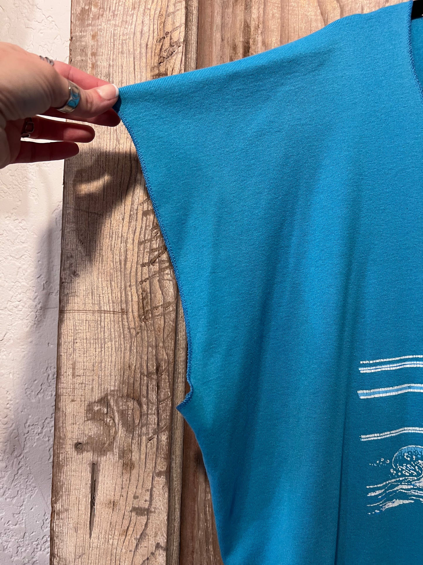 90's Blue Florida Flowy T-Shirt Dress