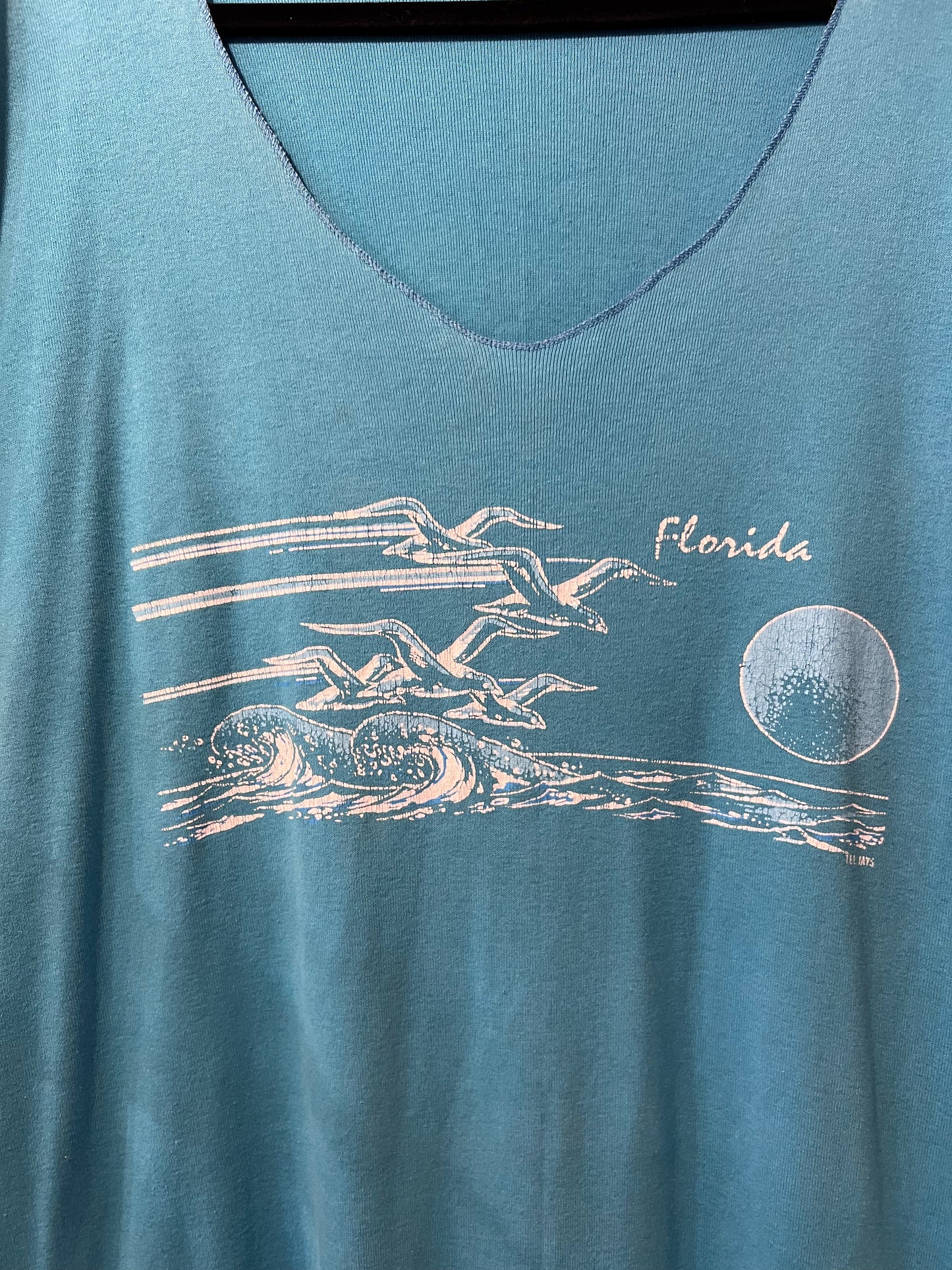 90's Blue Florida Flowy T-Shirt Dress