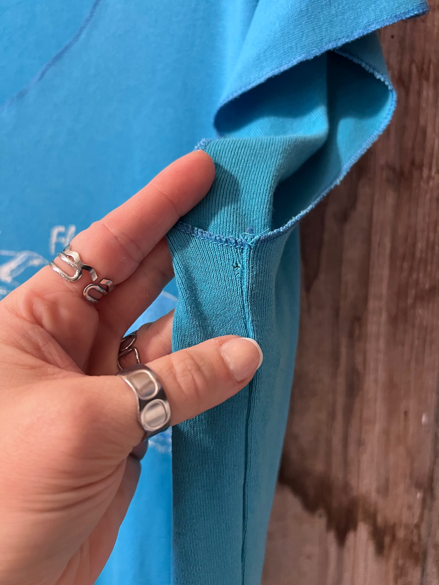 90's Blue Florida Flowy T-Shirt Dress