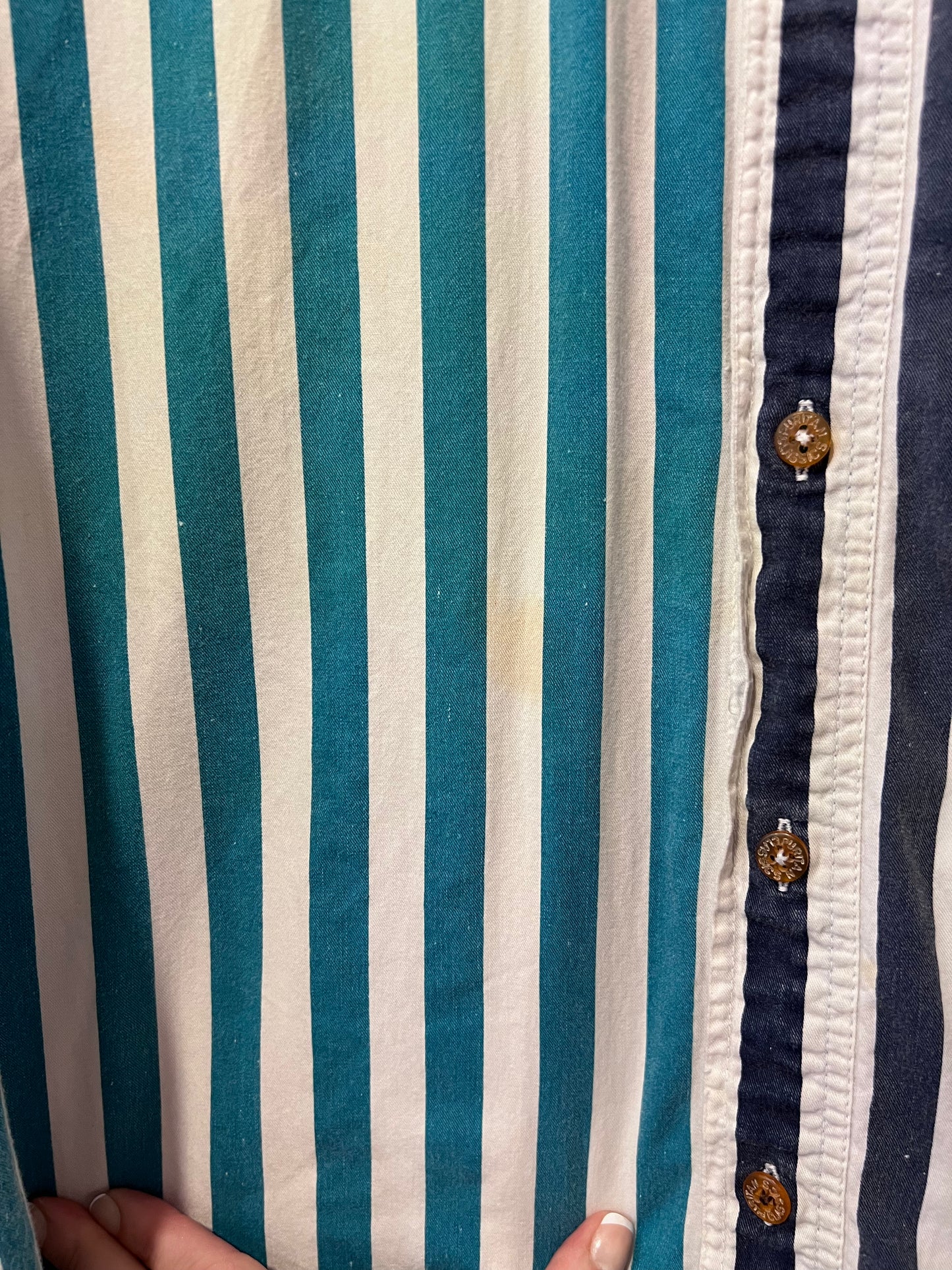 90's Colorful Striped Button Up Shirt