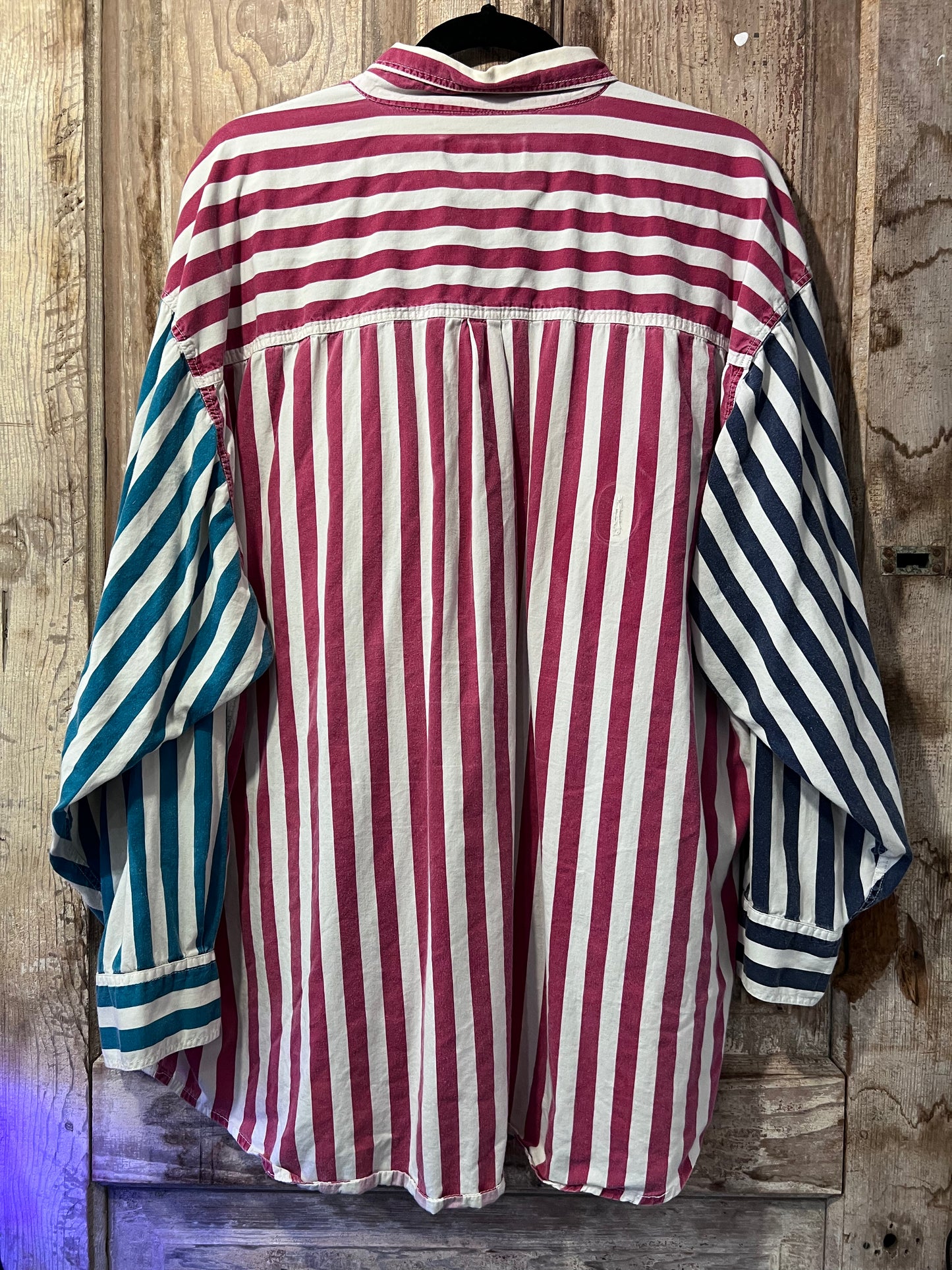 90's Colorful Striped Button Up Shirt