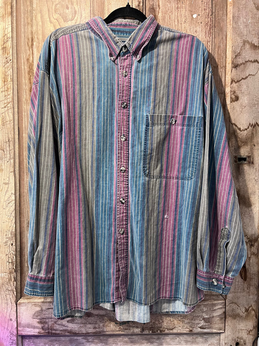 90's Muted Striped Button Up Shirt