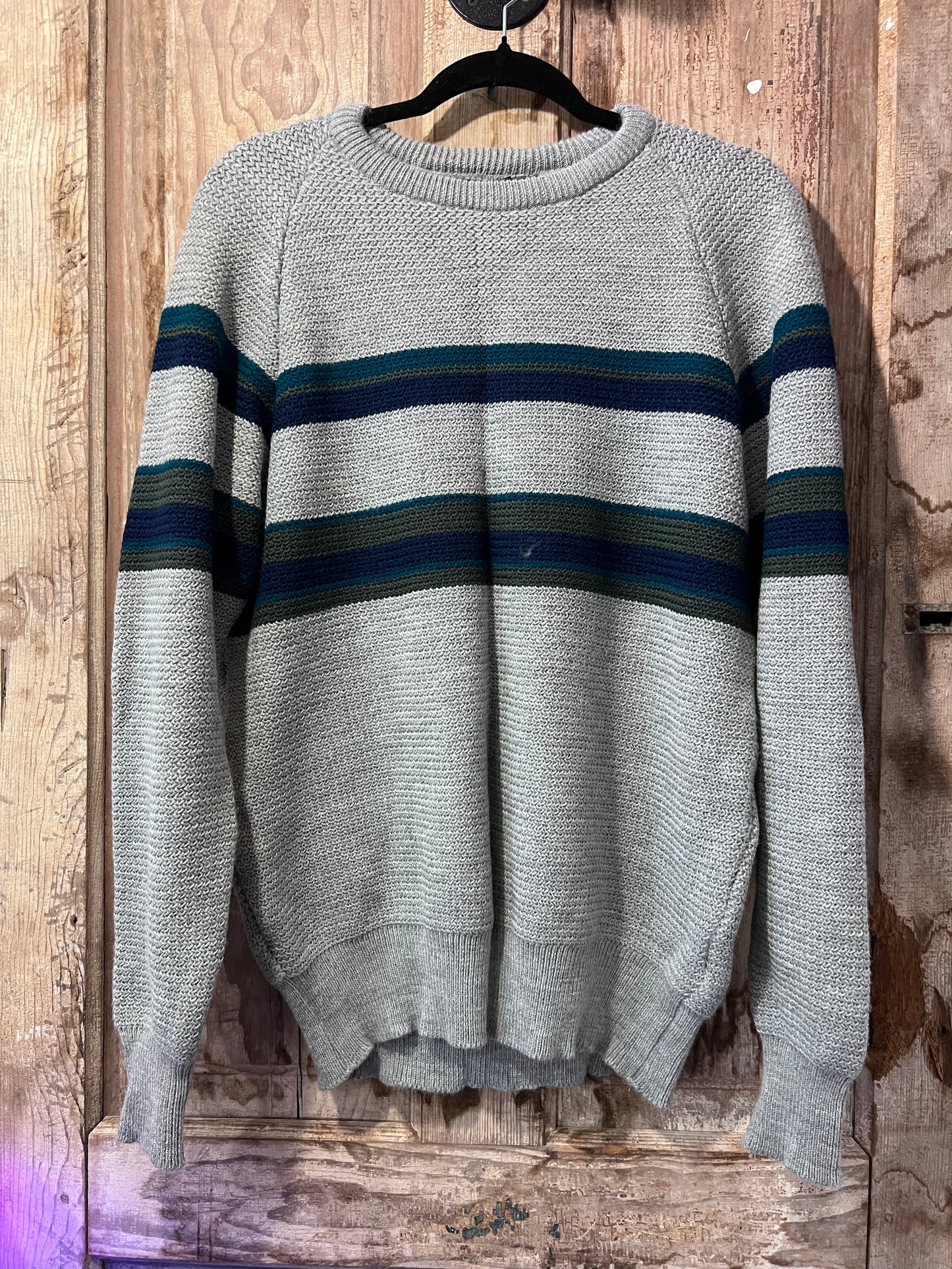 90's Botany 500 Grey Striped Sweater