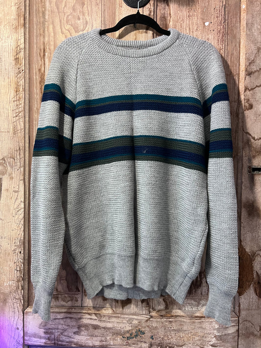 90's Botany 500 Grey Striped Sweater