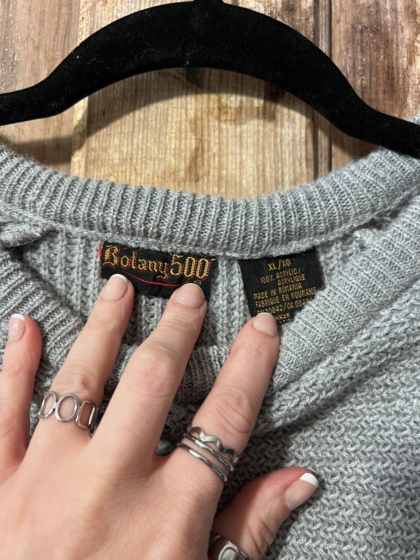 90's Botany 500 Grey Striped Sweater