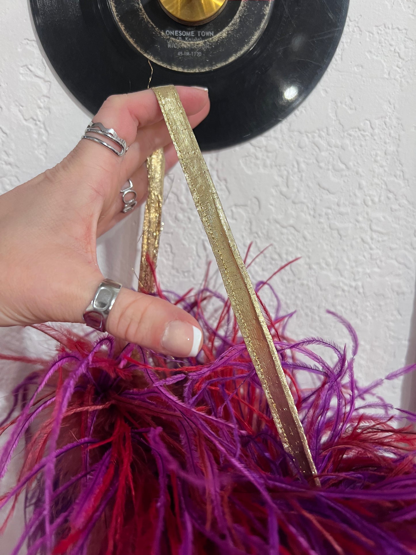 Vintage Gold Sparkly Feather Purse