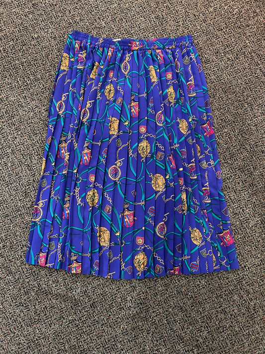 VTG Alfred Dunner Purple Patterned Pleated Skirt