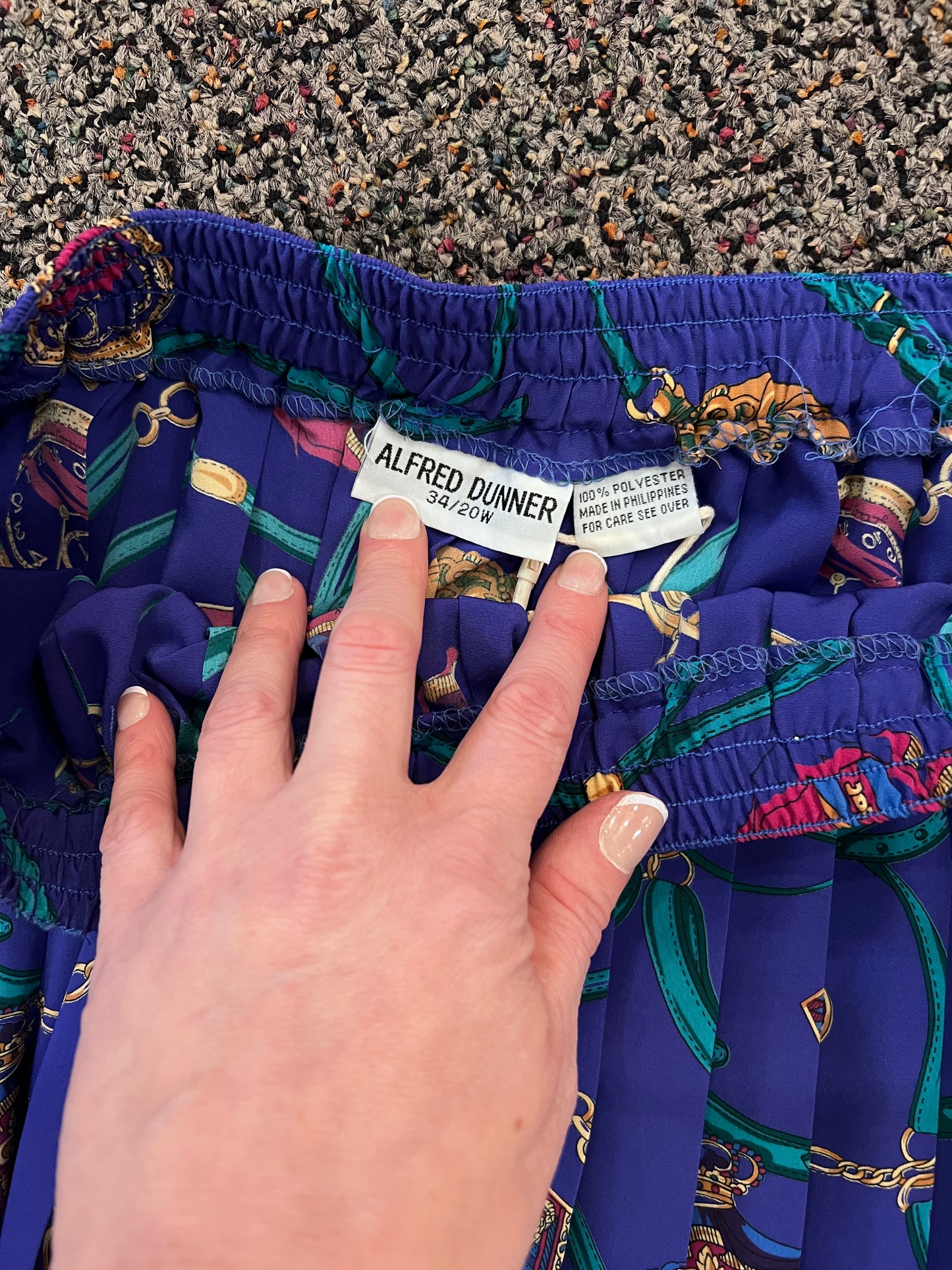 VTG Alfred Dunner Purple Patterned Pleated Skirt