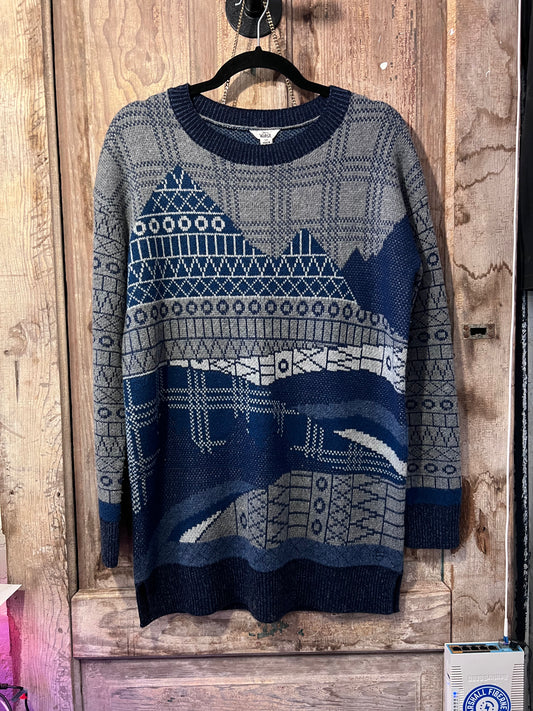 90's VTG Woolrich Blue Patterned Sweater