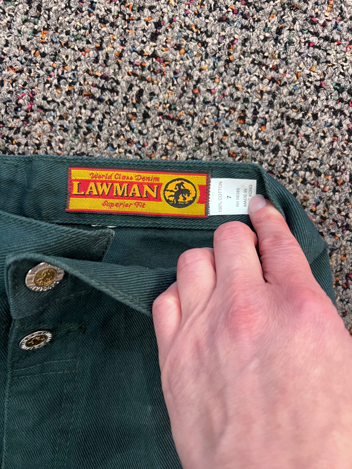 VTG Lawman Green Western Style Jeans