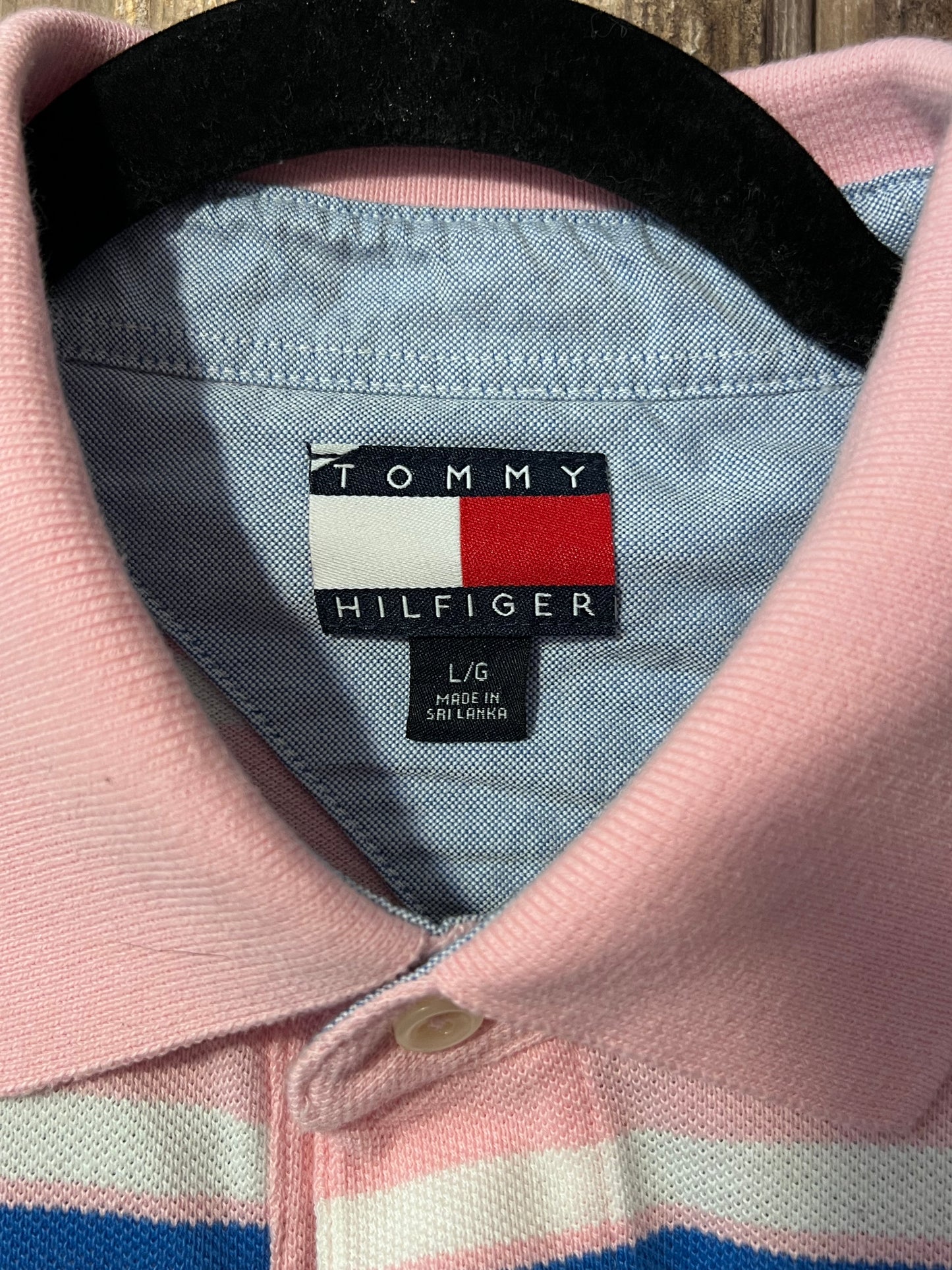 Y2K Tommy Hilfiger Pink Striped Polo Shirt