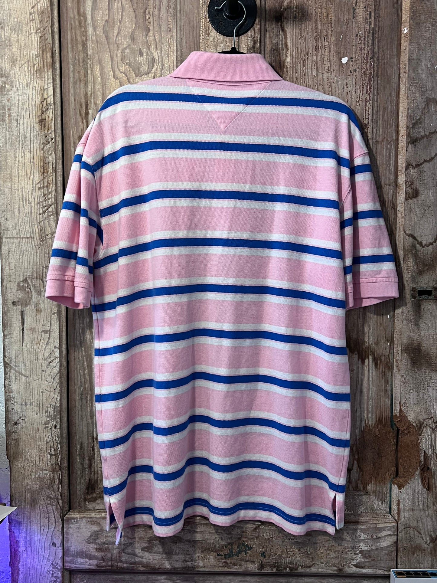 Y2K Tommy Hilfiger Pink Striped Polo Shirt