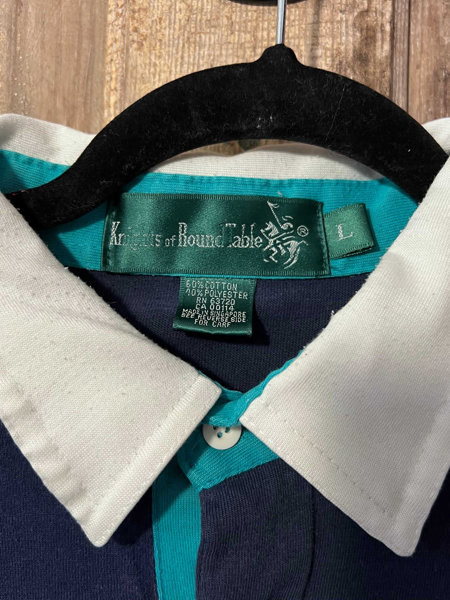 Y2K Knights of BoundTable Navy Striped Polo Shirt