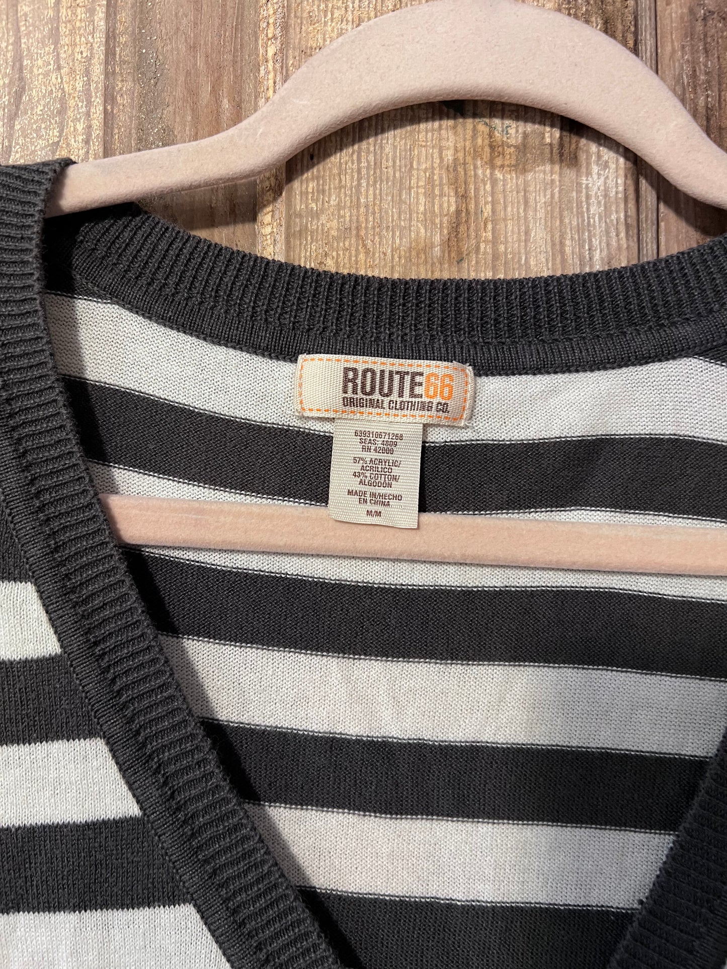 Y2K Route 66 BLK/WHT Striped Short Sleeve Cardigan