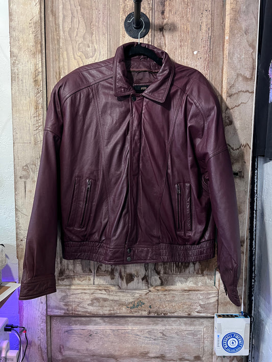 VTG Byrnes & Baker Maroon Leather Jacket