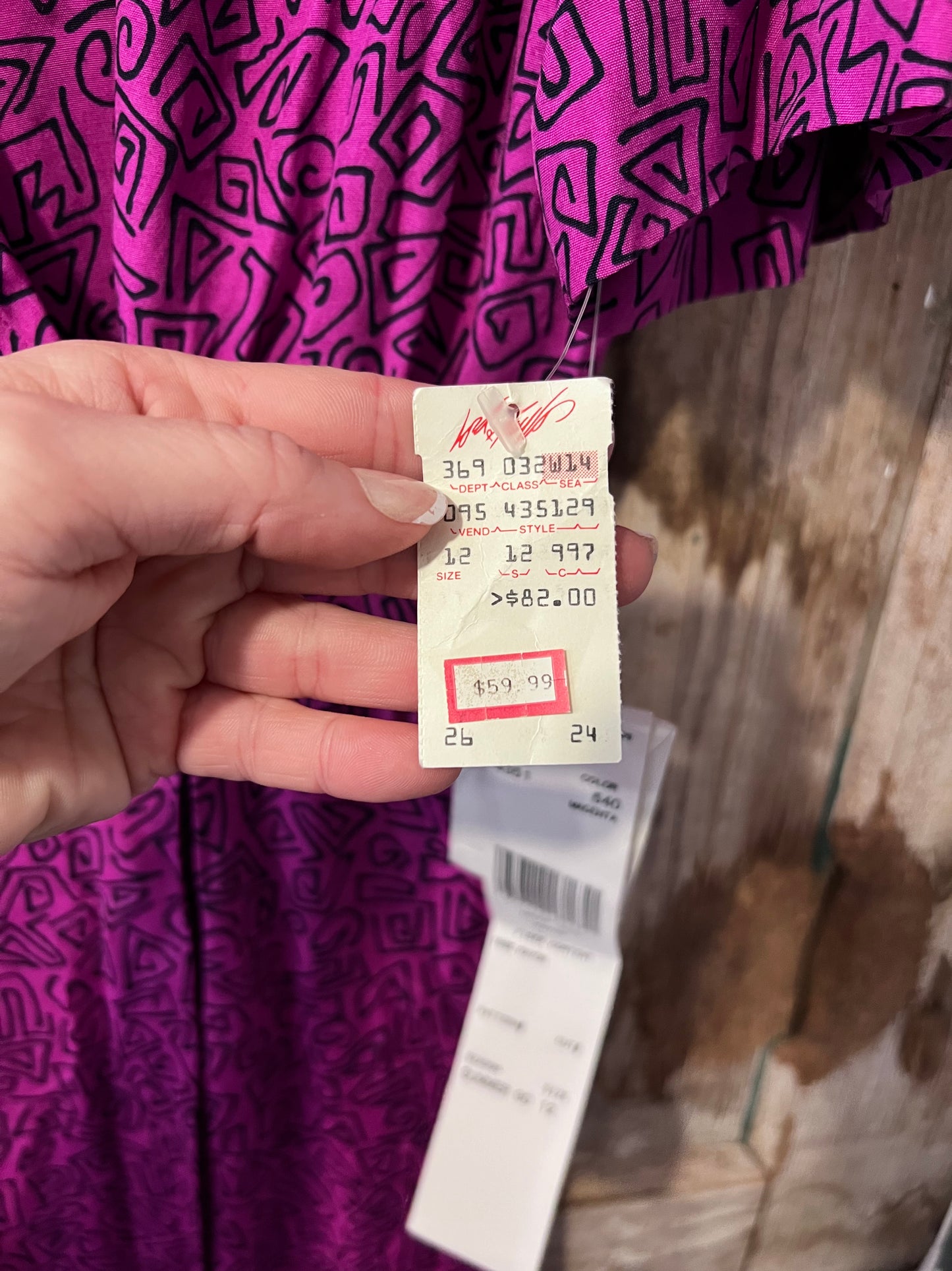 VTG MS CHAUS Pink + BLK Patterned Dress