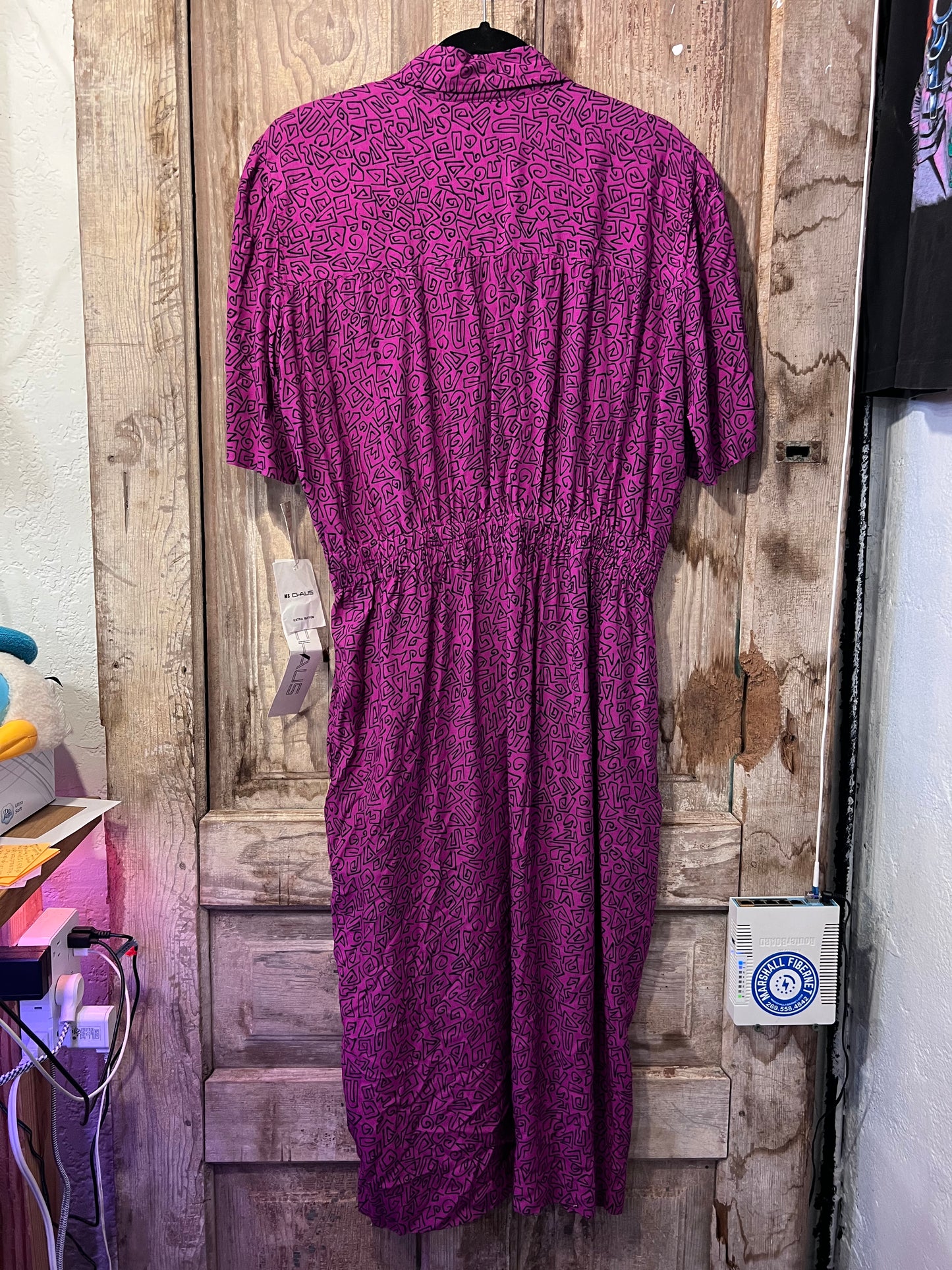VTG MS CHAUS Pink + BLK Patterned Dress