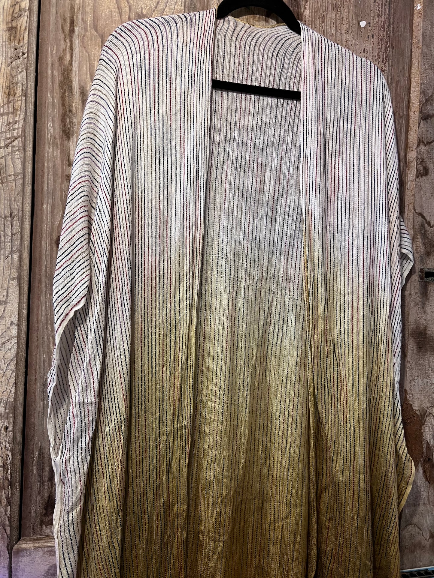 Ombre Cream + Yellow Striped Flowy Shawl Cover Up