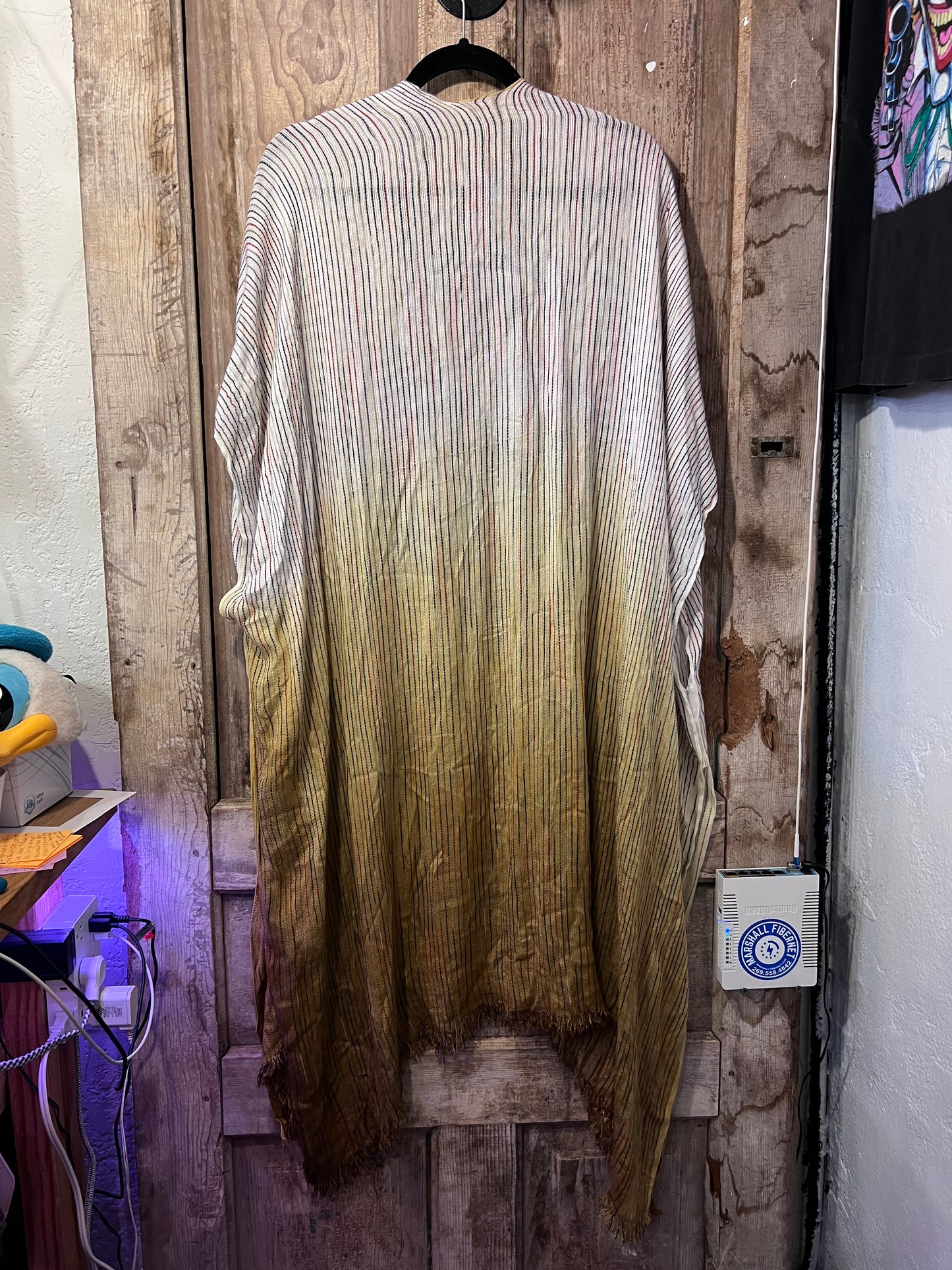 Ombre Cream + Yellow Striped Flowy Shawl Cover Up