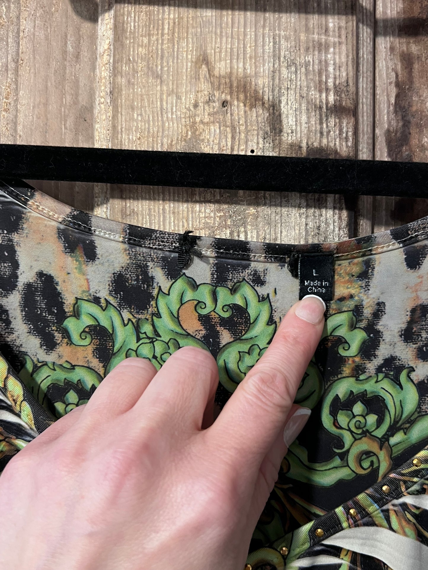 Y2K Green + Leopard Print Design Top