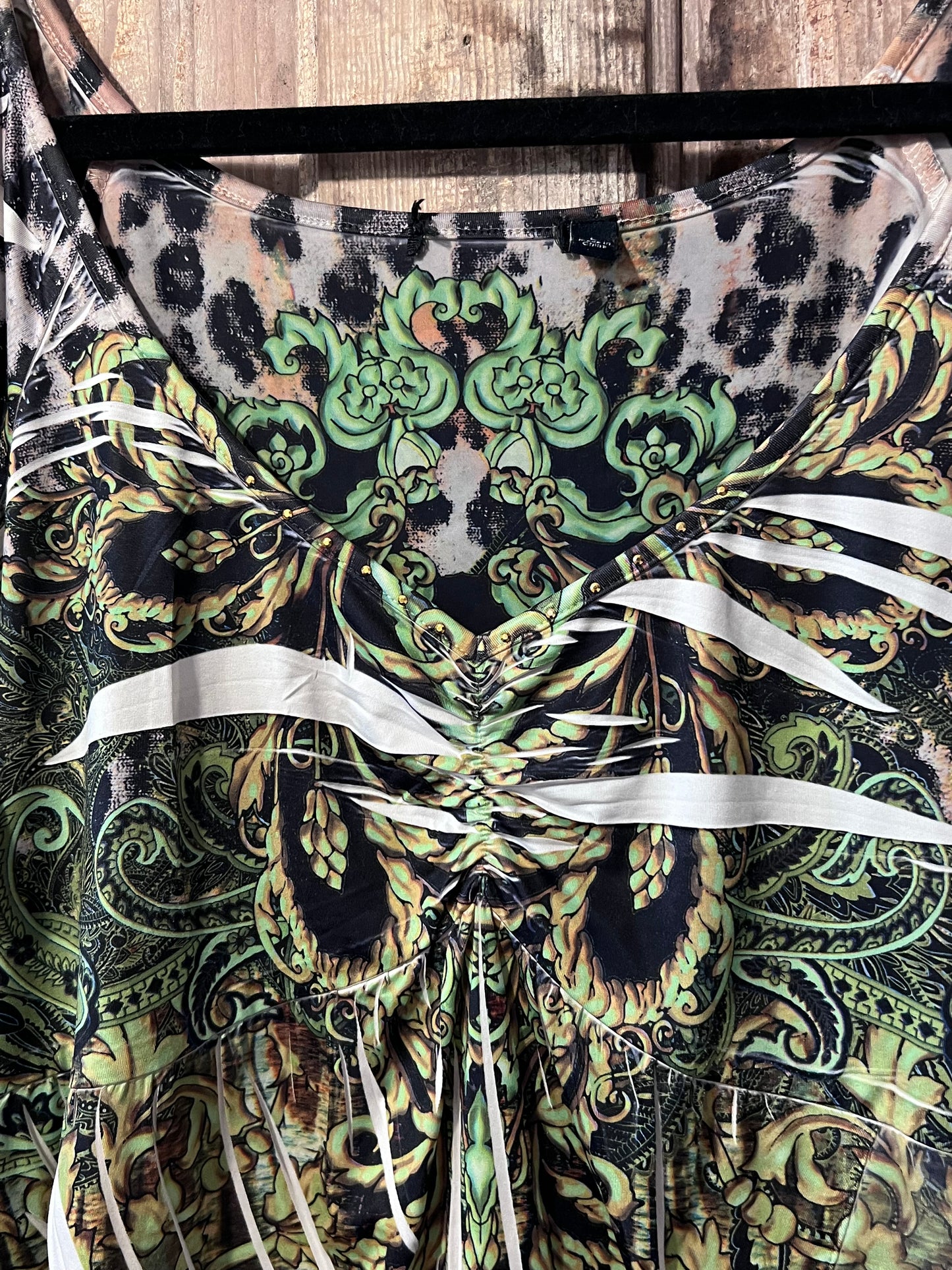 Y2K Green + Leopard Print Design Top