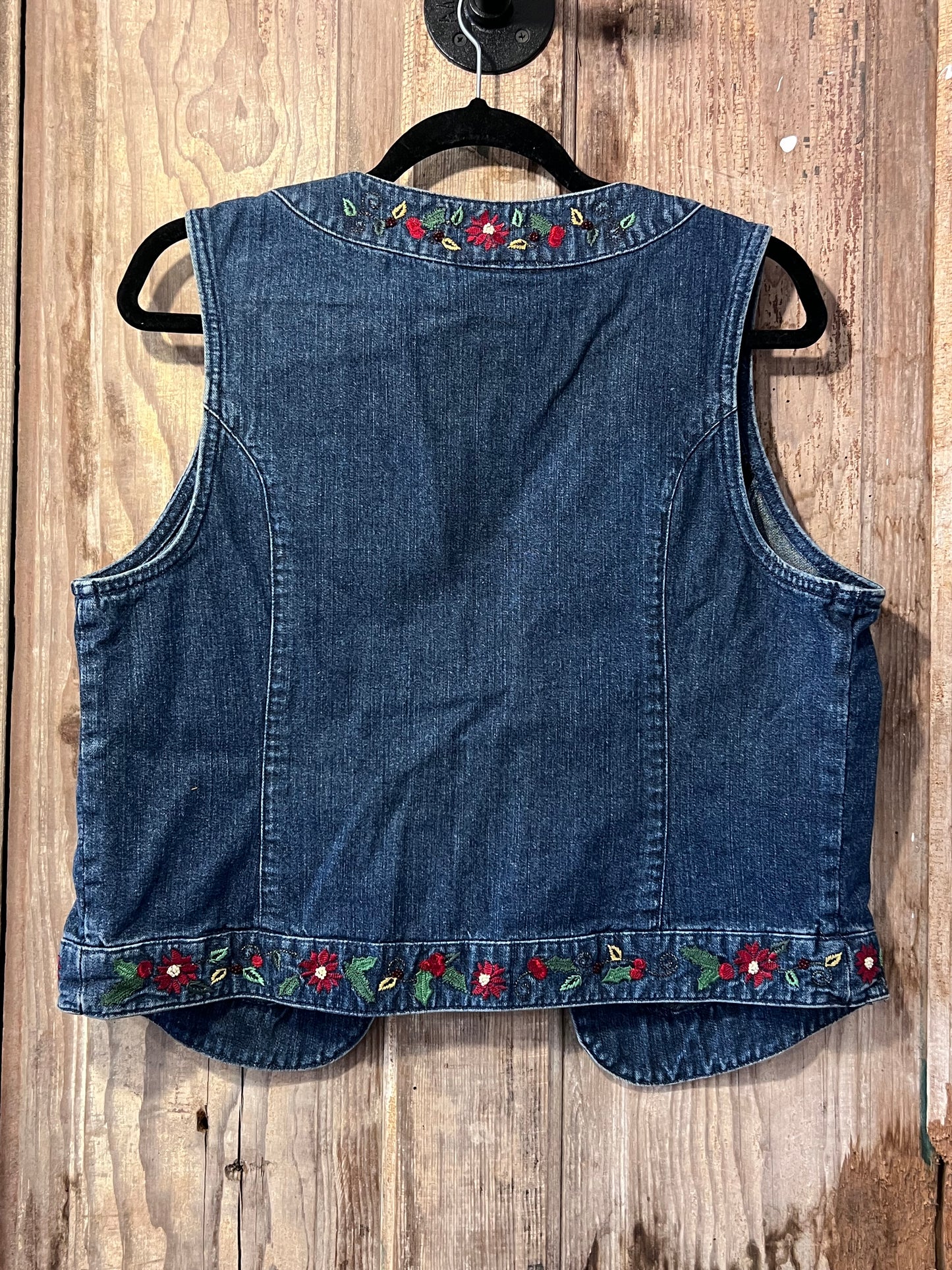 VTG Christopher & Banks Embroidered Denim Vest